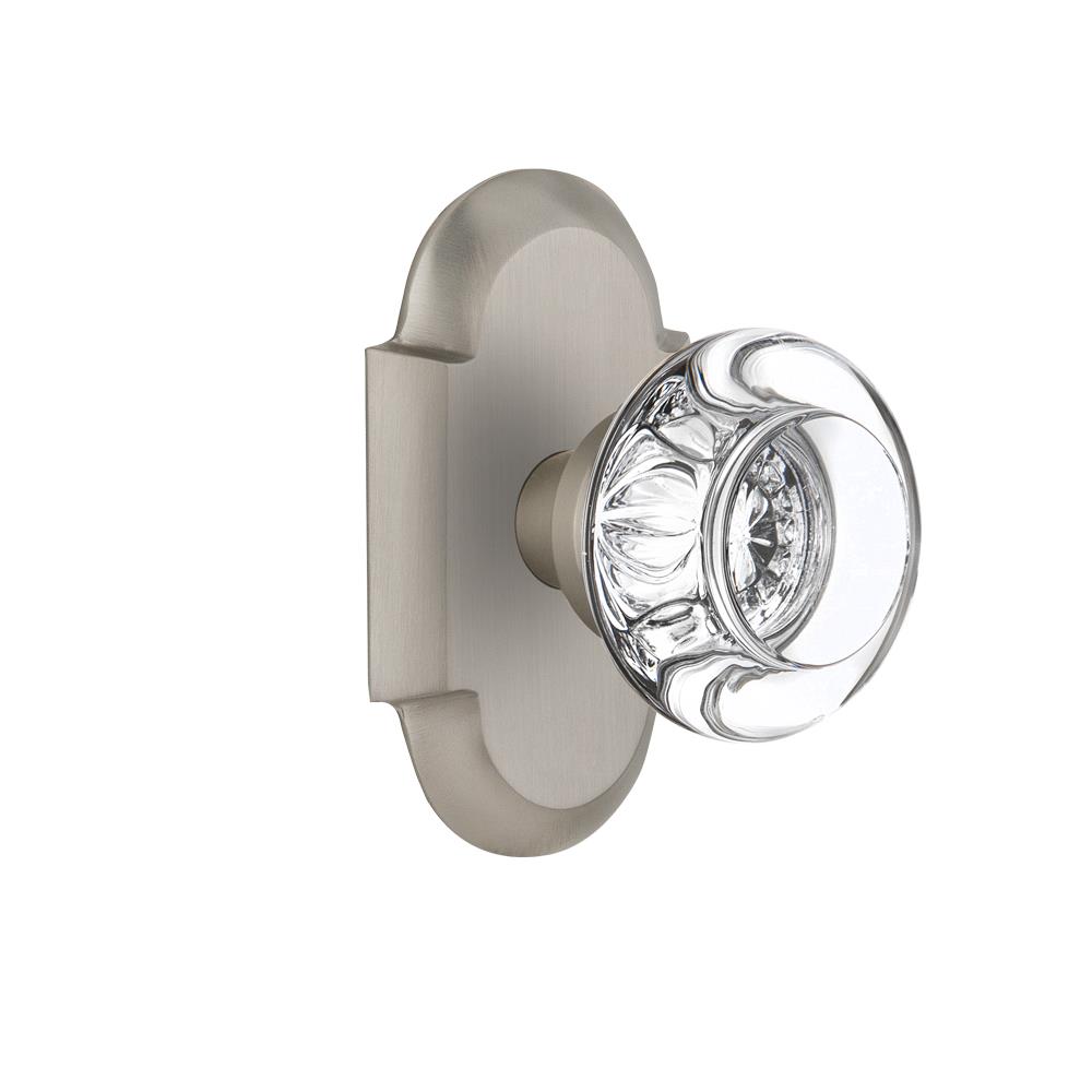 Nostalgic Warehouse COTRCC Passage Knob Cottage Plate with Round Clear Crystal Knob in Satin Nickel